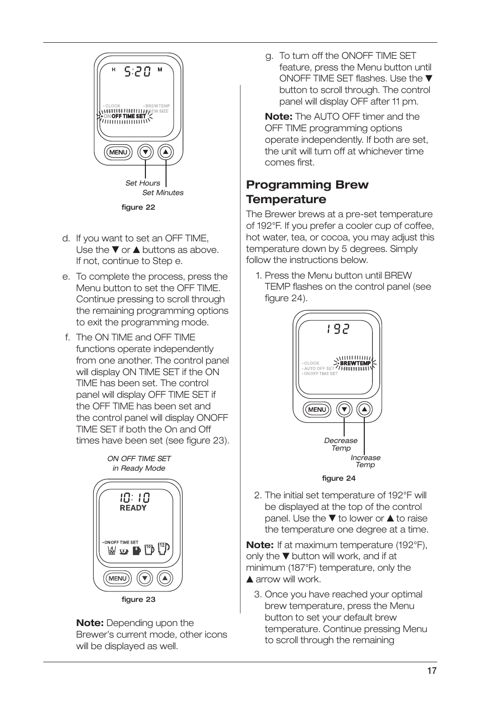 Programming brew temperature | Keurig Cuisinart SS-700 User Manual | Page 17 / 25