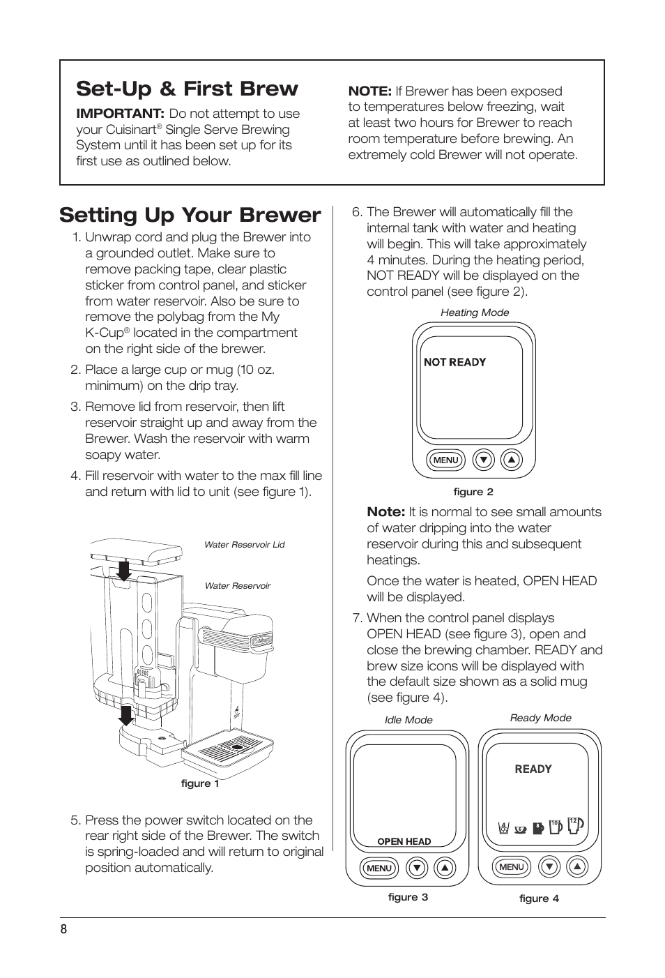 Setting up your brewer, Set-up & first brew | Keurig Cuisinart SS-700 User Manual | Page 8 / 25