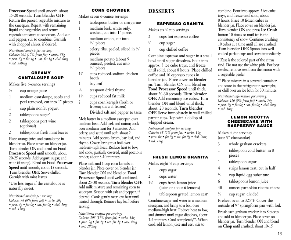 Desserts | Cuisinart FPB-5 User Manual | Page 16 / 25