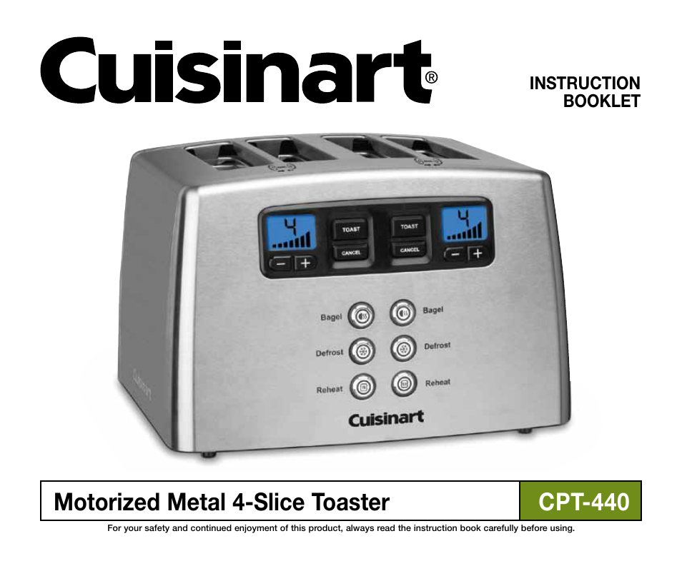 Cuisinart Motorized Metal 4-slice Toaster CPT-440 User Manual | 8 pages