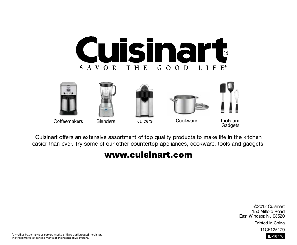 Cuisinart Motorized Metal 4-slice Toaster CPT-440 User Manual | Page 8 / 8
