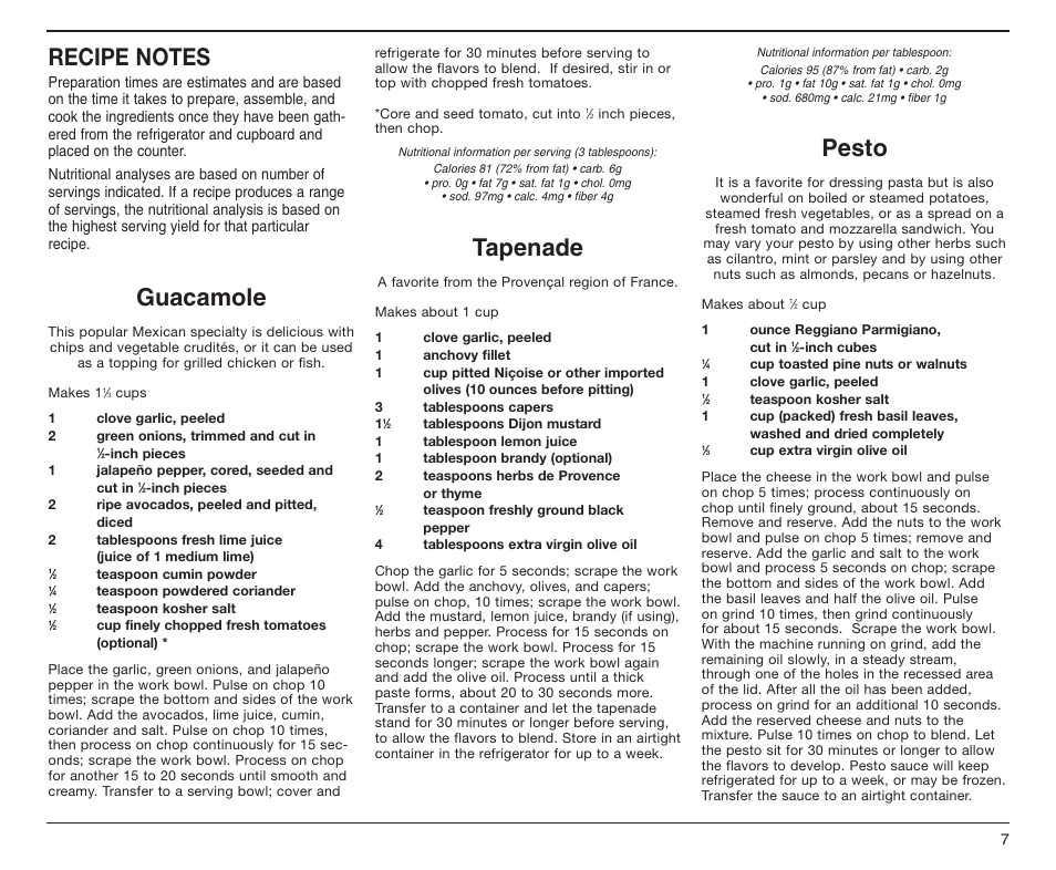 Guacamole, Tapenade, Pesto | Cuisinart DLC-2A User Manual | Page 8 / 14