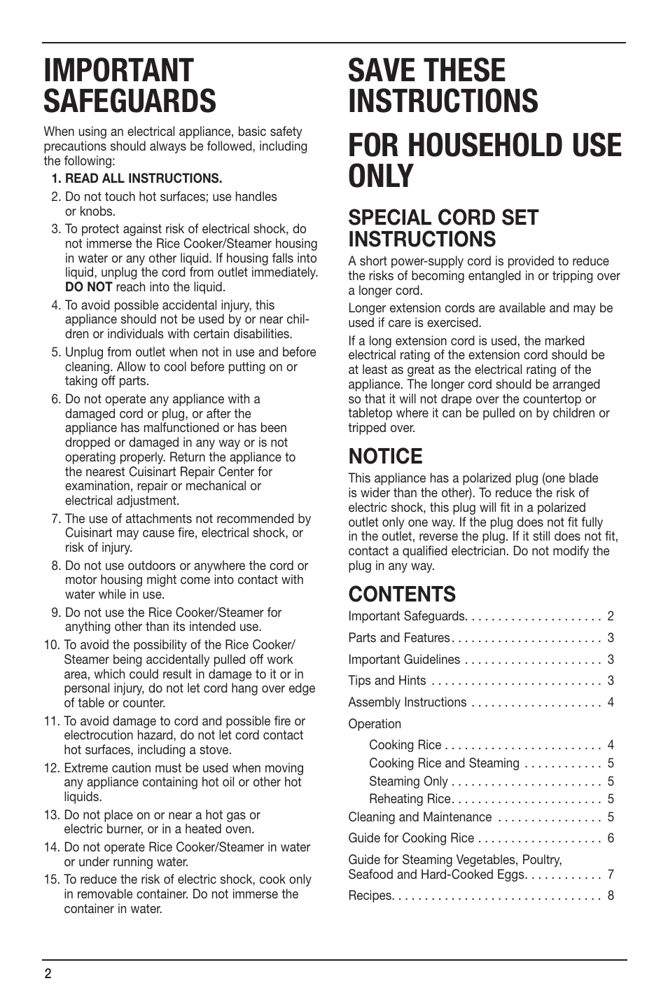 Cuisinart CRC-400 User Manual | Page 2 / 21