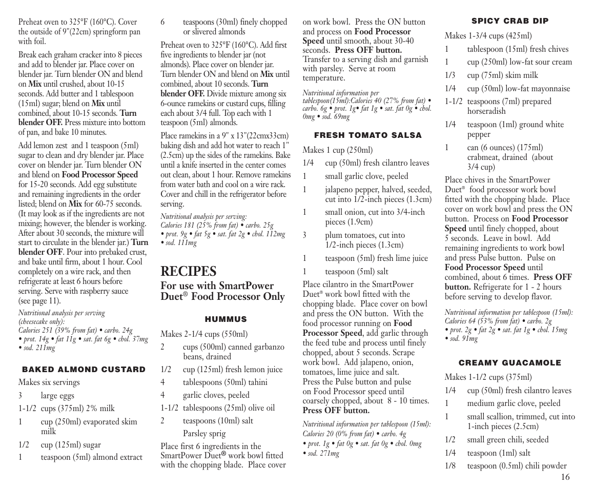 Recipes | Cuisinart BFP-703C User Manual | Page 17 / 22
