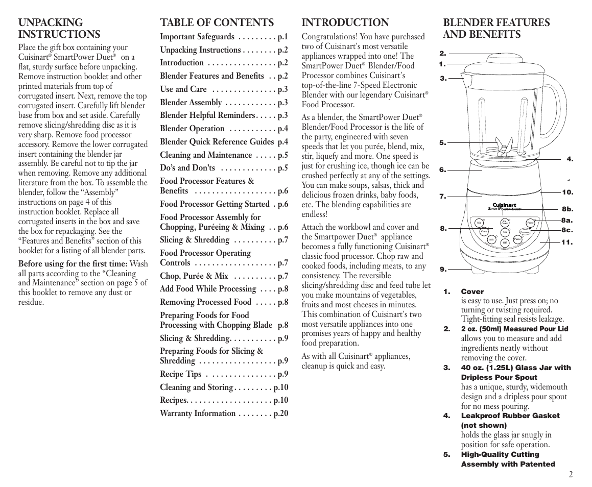 Cuisinart BFP-703C User Manual | Page 3 / 22