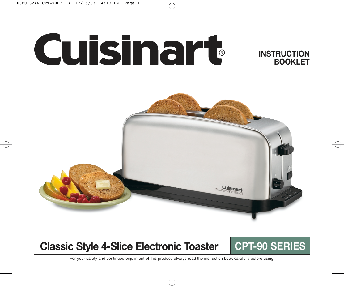 Cuisinart CPT-90 SERIES User Manual | 8 pages