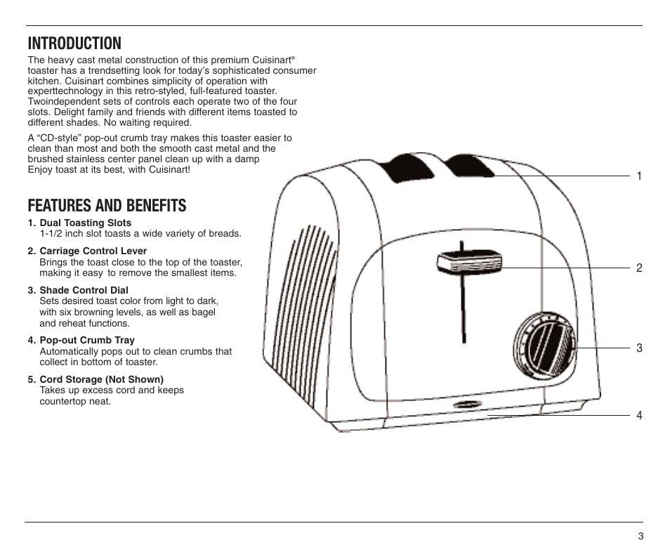 Introduction, Features and benefits | Cuisinart CMT-200P User Manual | Page 3 / 9