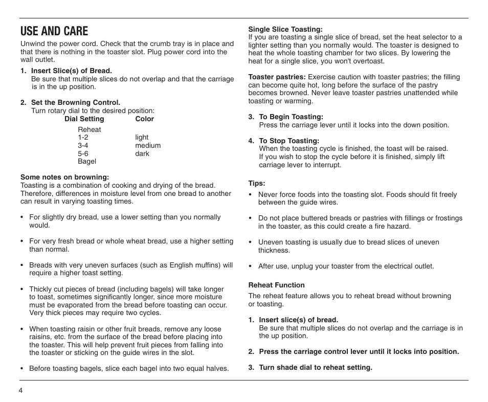Use and care | Cuisinart CMT-200P User Manual | Page 4 / 9