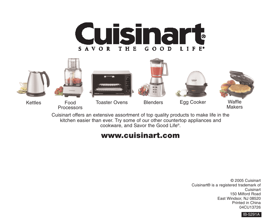 Cuisinart CMT-200P User Manual | Page 9 / 9