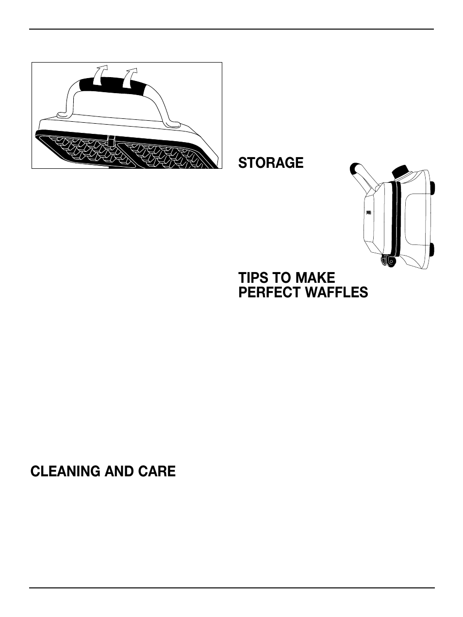 Cleaning and care, Storage, Tips to make perfect waffles | Cuisinart WAF-2B User Manual | Page 4 / 13