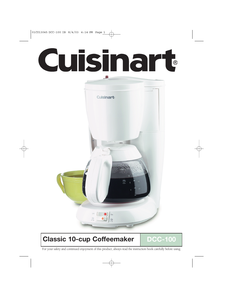 Cuisinart DCC-100C User Manual | 8 pages