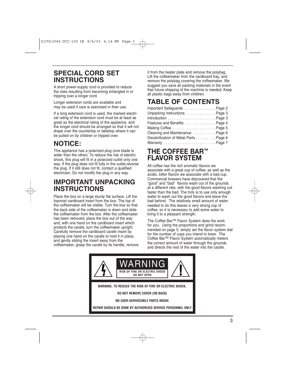 Cuisinart DCC-100C User Manual | Page 3 / 8