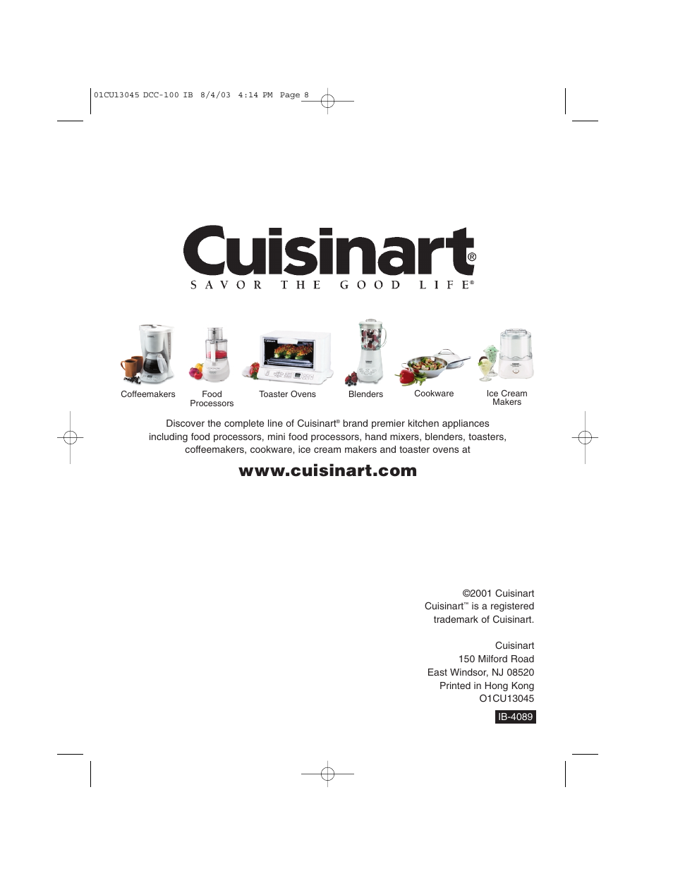 Cuisinart DCC-100C User Manual | Page 8 / 8