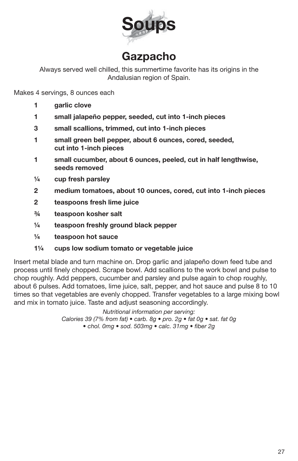 Soups, Gazpacho | Cuisinart DLC-2009CHB User Manual | Page 27 / 73