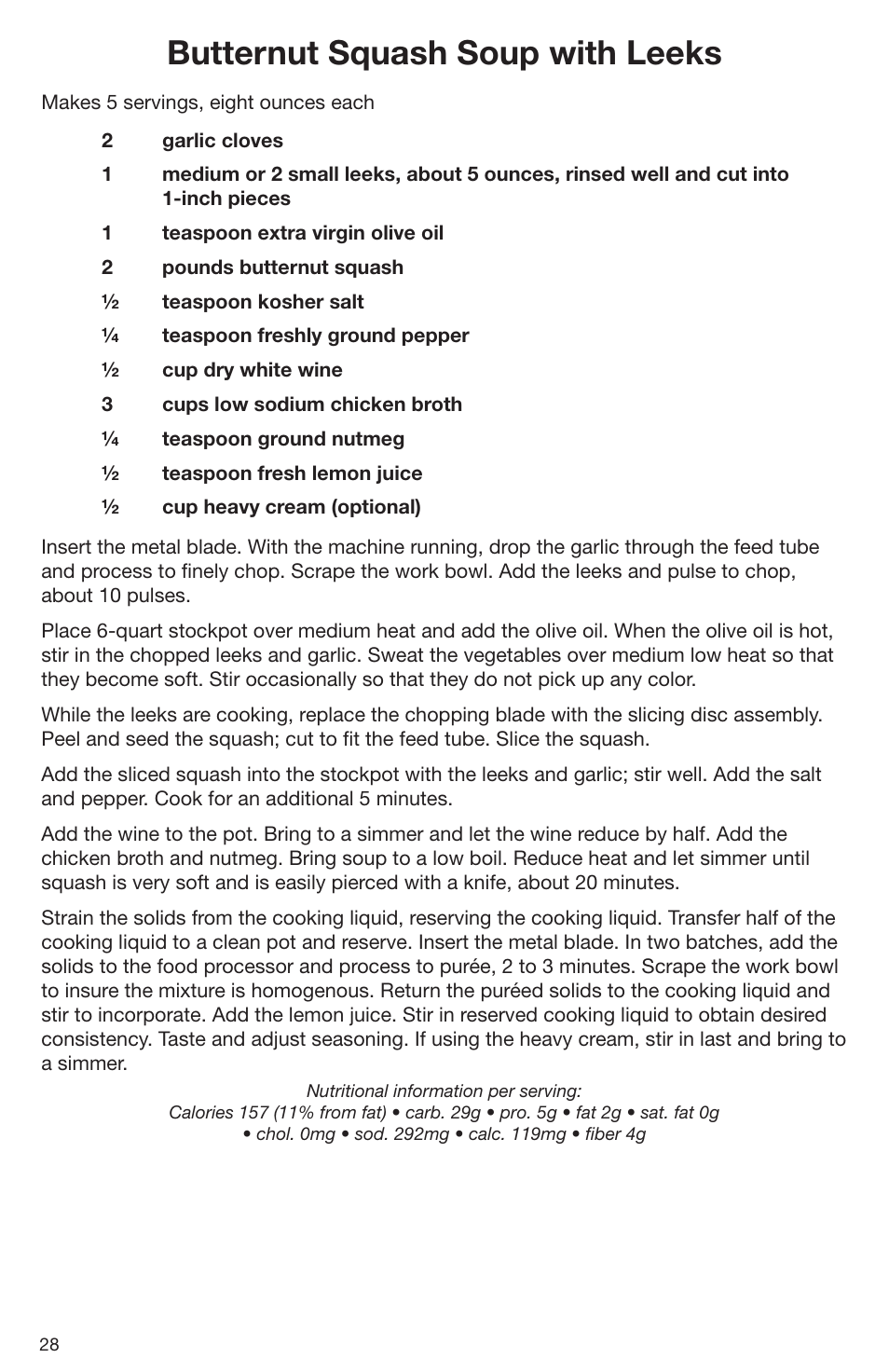 Butternut squash soup with leeks | Cuisinart DLC-2009CHB User Manual | Page 28 / 73