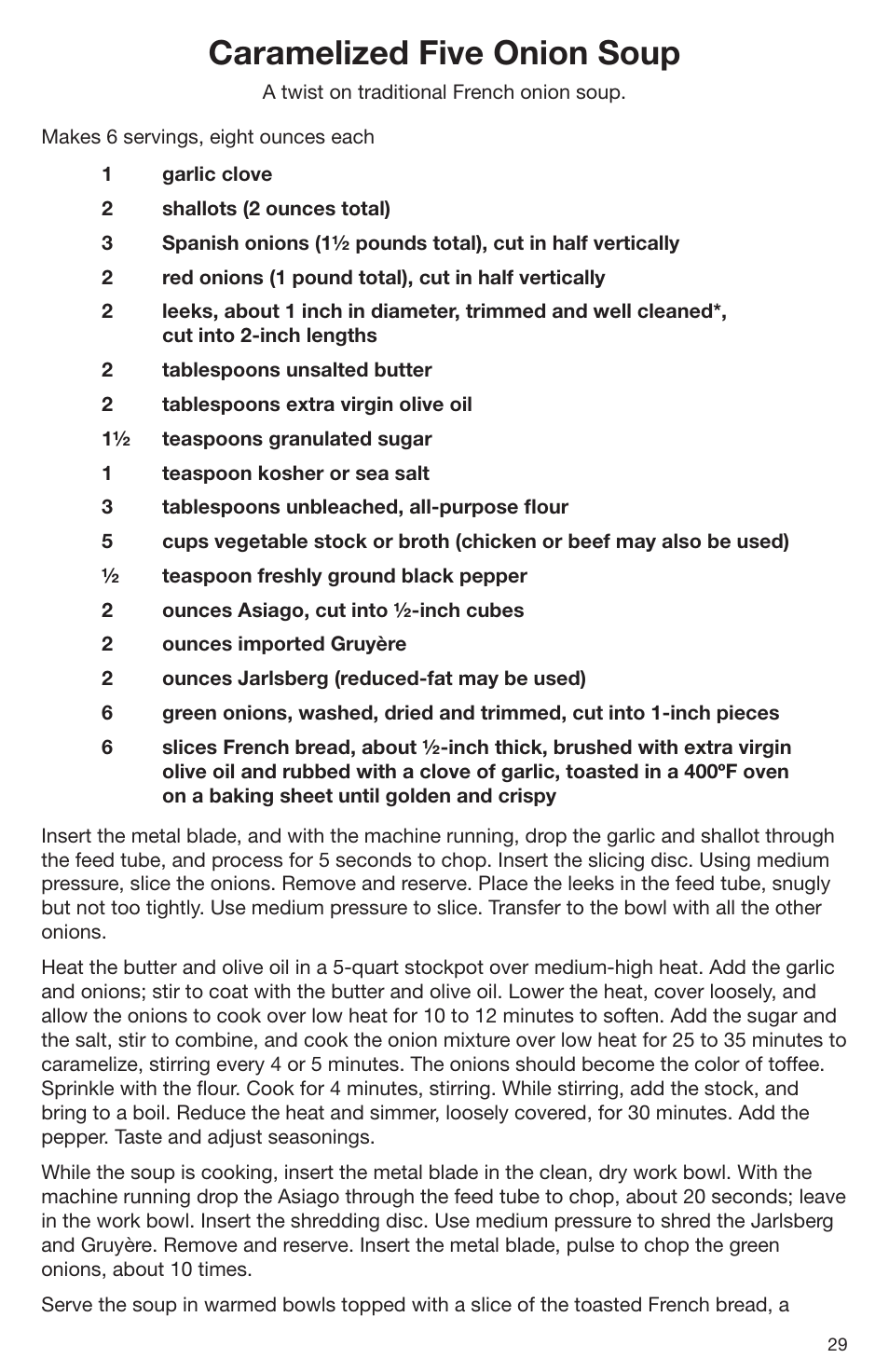 Caramelized five onion soup | Cuisinart DLC-2009CHB User Manual | Page 29 / 73