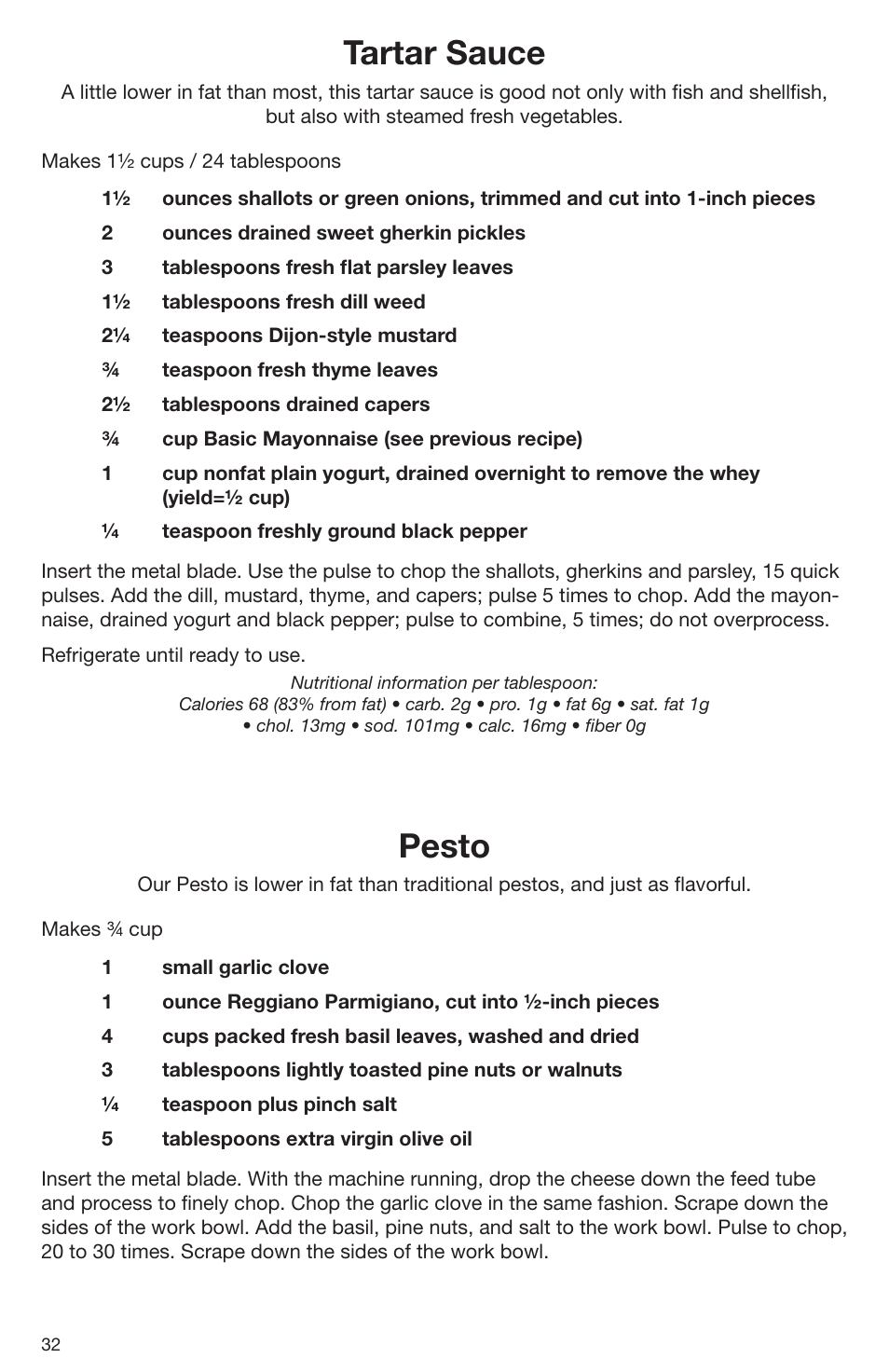 Tartar sauce, Pesto | Cuisinart DLC-2009CHB User Manual | Page 32 / 73