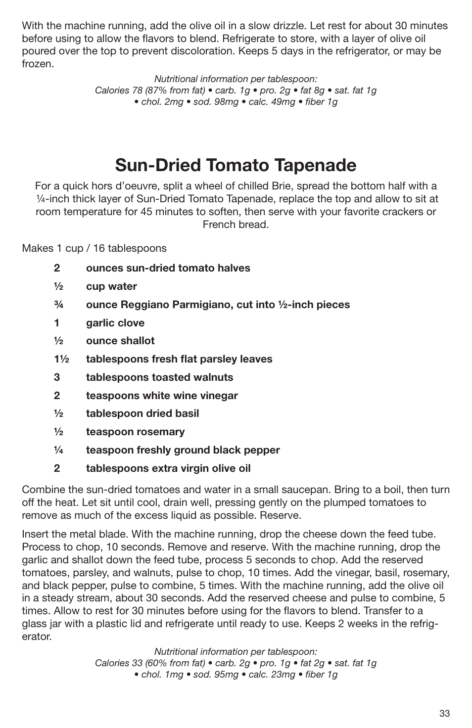 Sun-dried tomato tapenade | Cuisinart DLC-2009CHB User Manual | Page 33 / 73