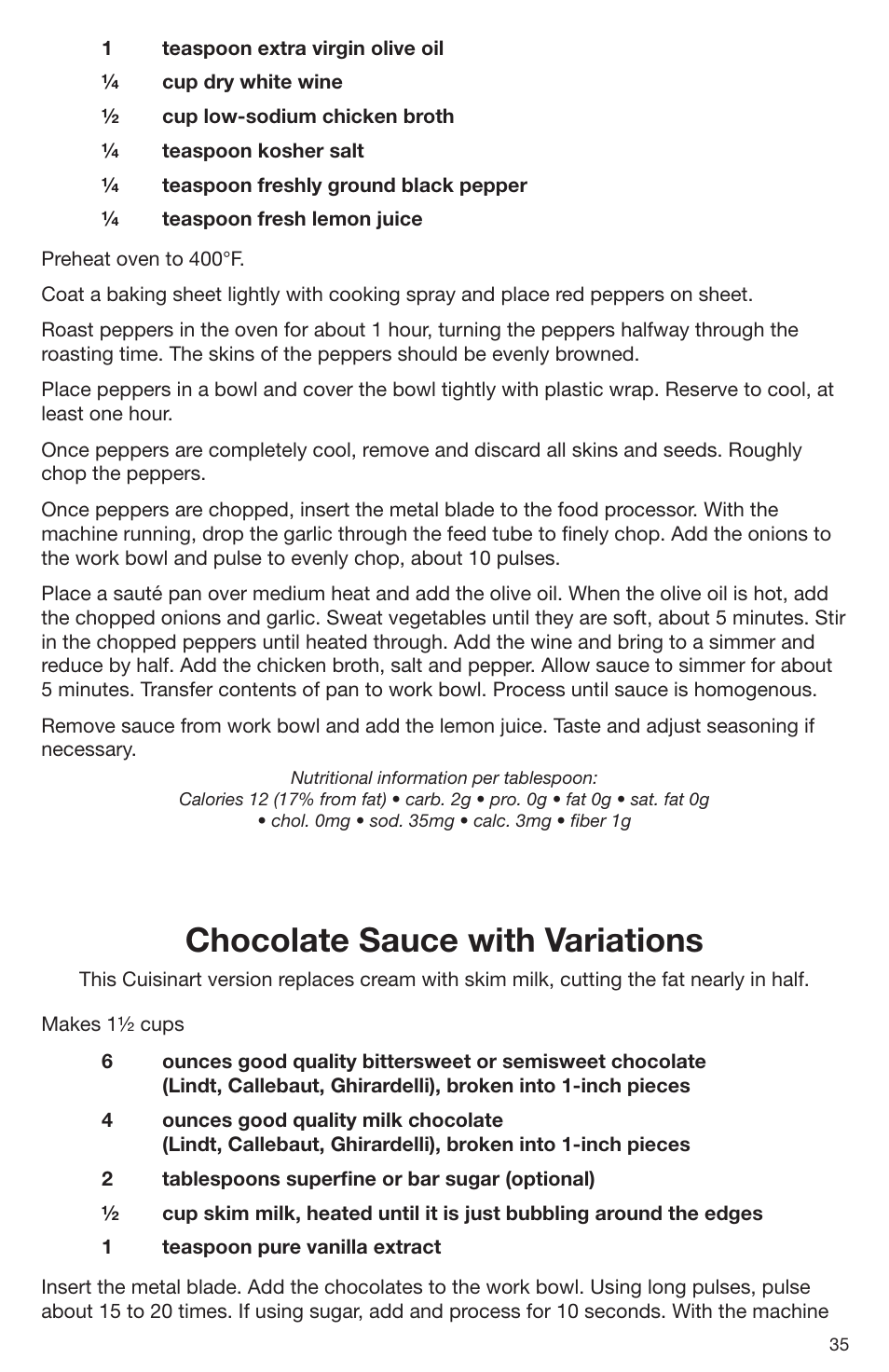 Chocolate sauce with variations | Cuisinart DLC-2009CHB User Manual | Page 35 / 73