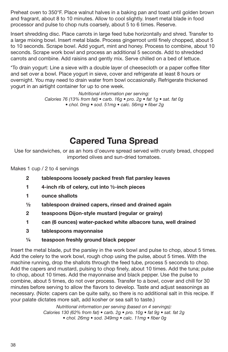 Capered tuna spread | Cuisinart DLC-2009CHB User Manual | Page 38 / 73