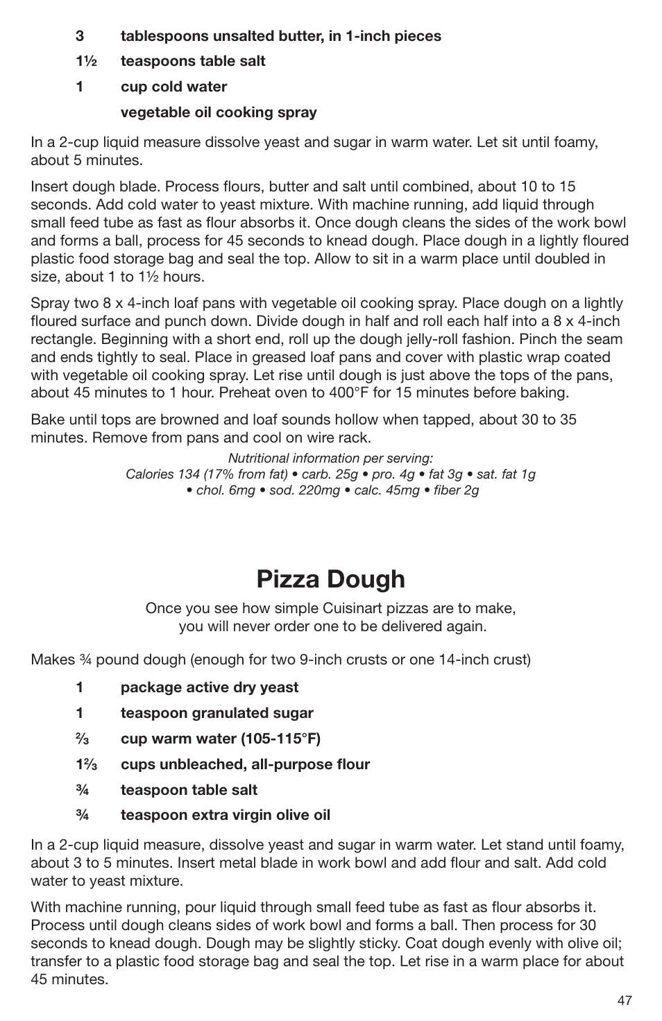 Pizza dough | Cuisinart DLC-2009CHB User Manual | Page 47 / 73