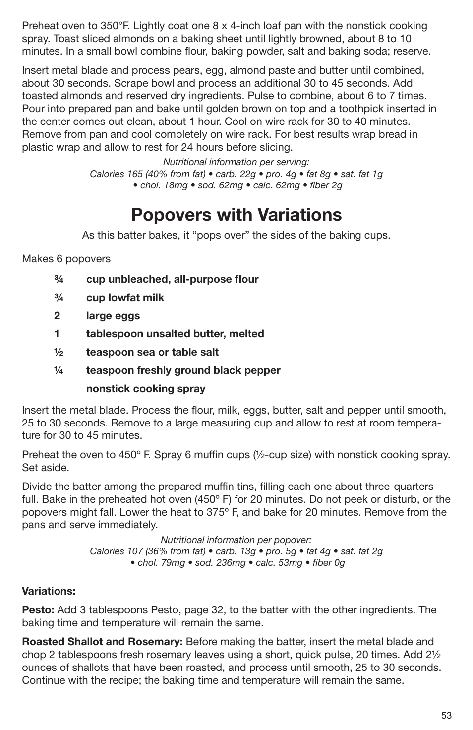 Popovers with variations | Cuisinart DLC-2009CHB User Manual | Page 53 / 73