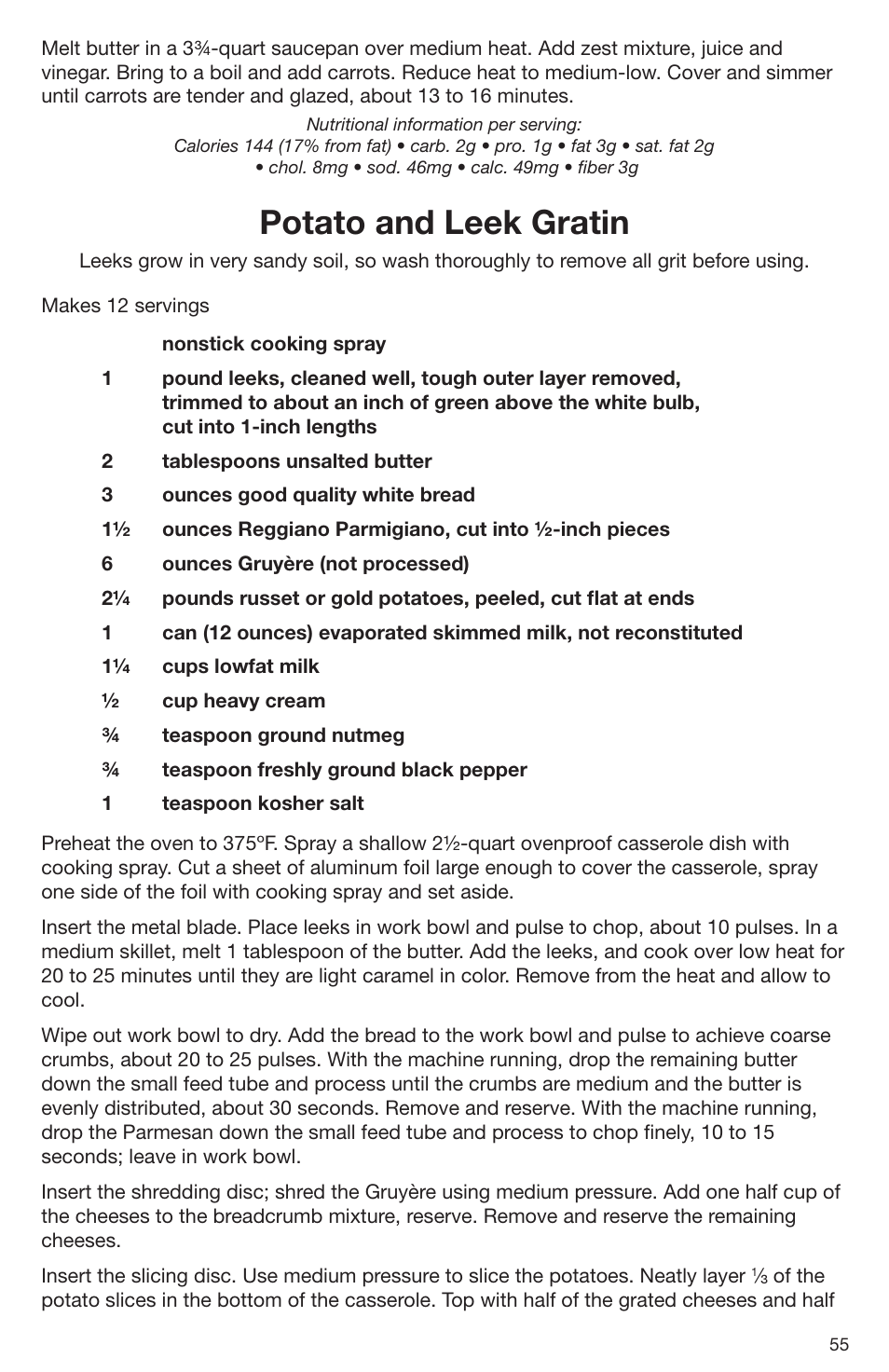 Potato and leek gratin | Cuisinart DLC-2009CHB User Manual | Page 55 / 73