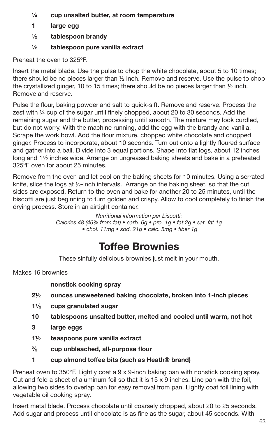 Toffee brownies | Cuisinart DLC-2009CHB User Manual | Page 63 / 73