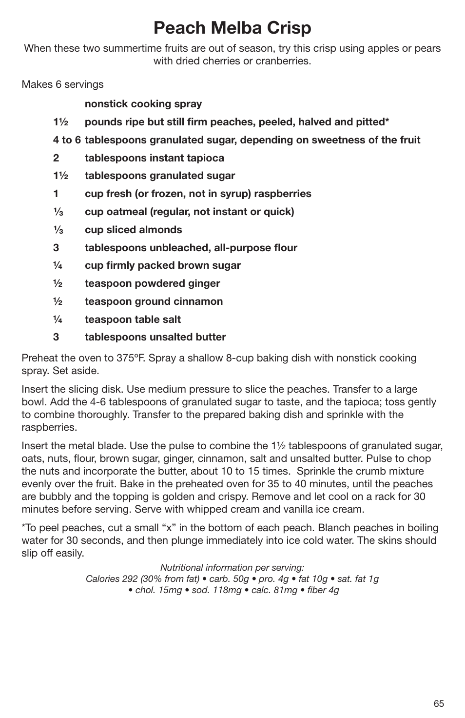 Peach melba crisp | Cuisinart DLC-2009CHB User Manual | Page 65 / 73