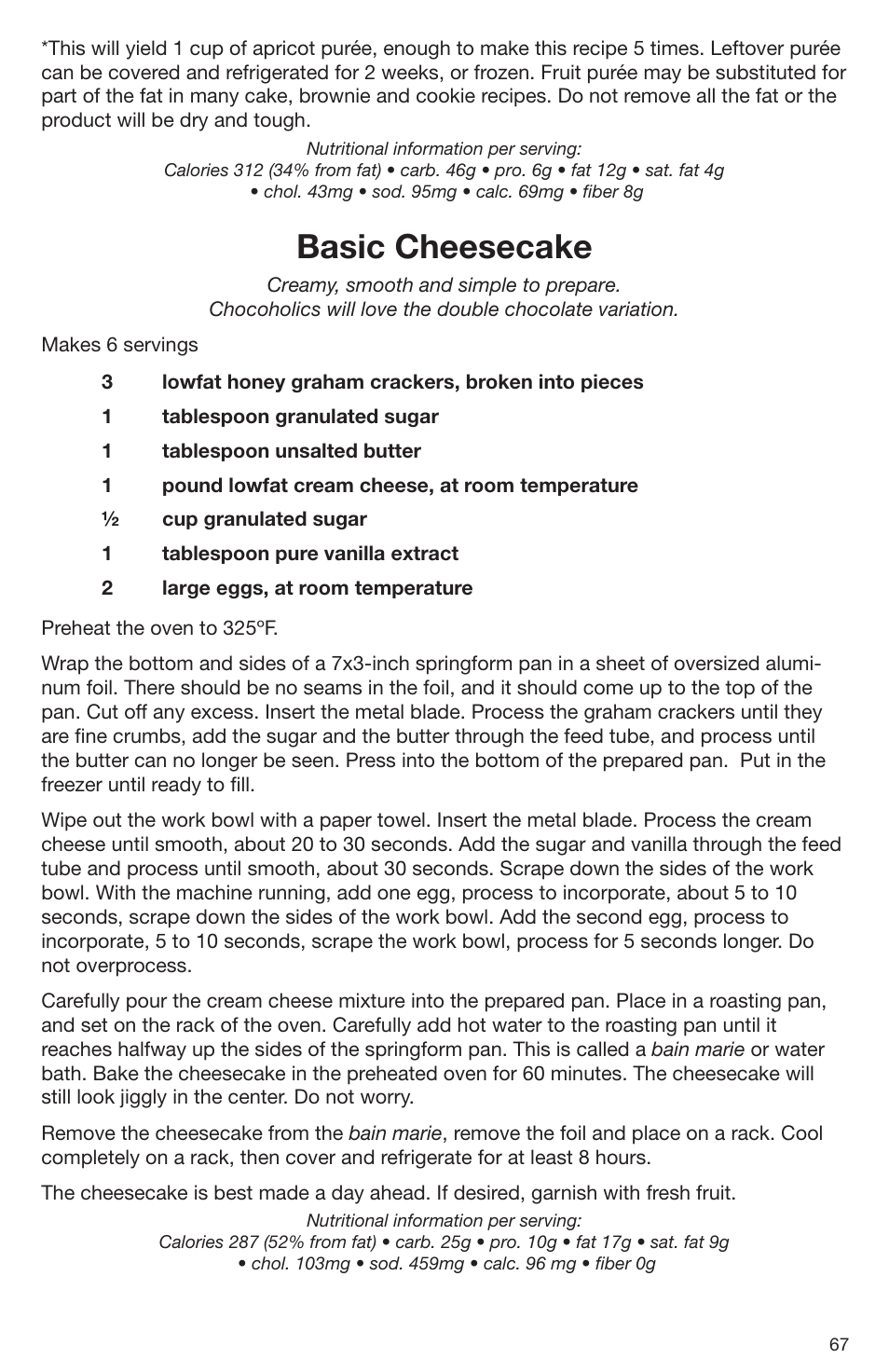 Basic cheesecake | Cuisinart DLC-2009CHB User Manual | Page 67 / 73