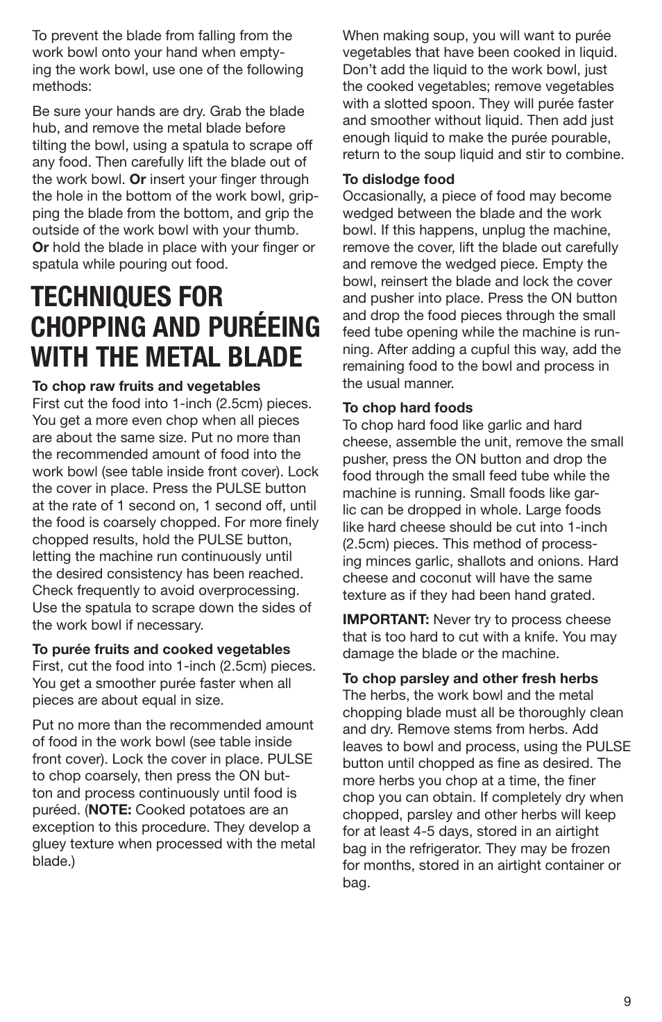 Cuisinart DLC-2009CHB User Manual | Page 9 / 73