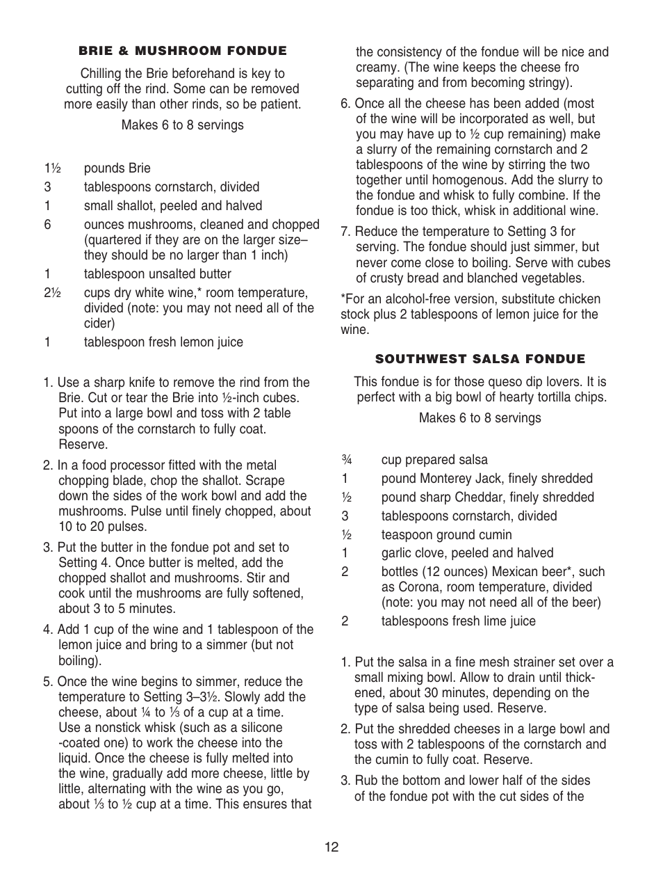 Cuisinart LAZY SUSAN ELECTRIC FONDUE CFO-1000 User Manual | Page 12 / 25