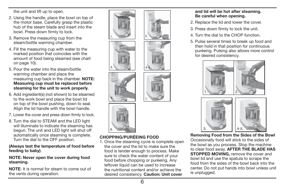 Cuisinart Baby Food Maker & Bottle Warmer BFM-1000 User Manual | Page 6 / 21