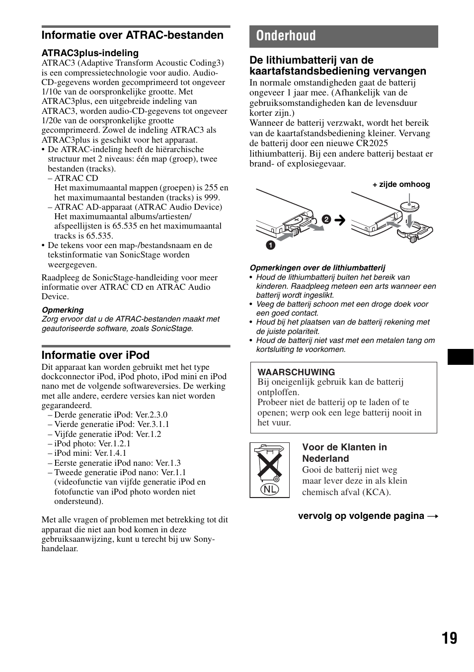 Informatie over atrac-bestanden, Informatie over ipod, Onderhoud | Sony CDX-GT50UI User Manual | Page 115 / 148