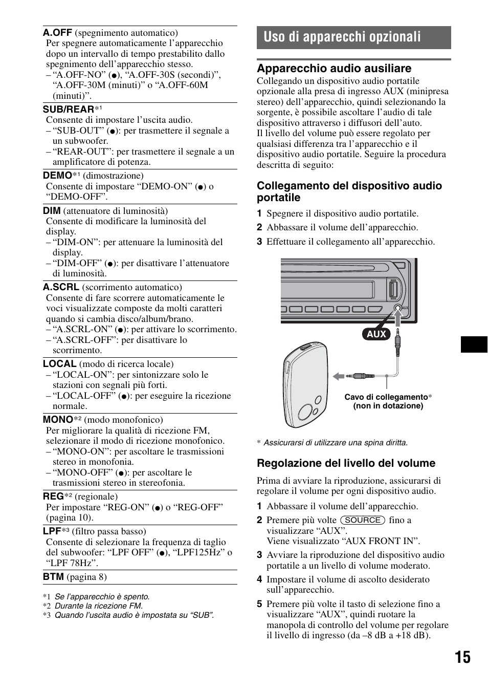 Uso di apparecchi opzionali, Apparecchio audio ausiliare | Sony CDX-GT50UI User Manual | Page 87 / 148