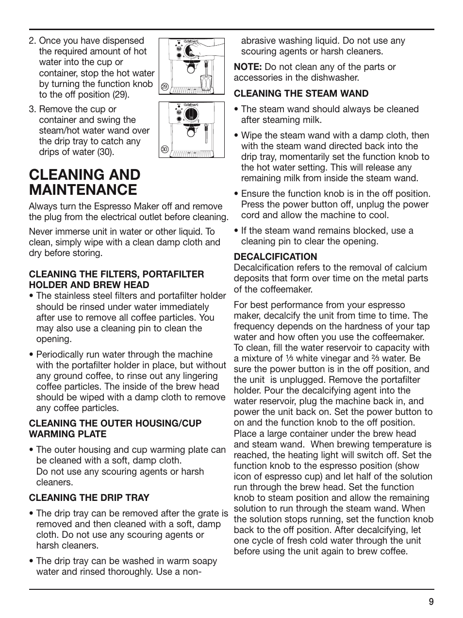 Cleaning and maintenance | Cuisinart EM-100 User Manual | Page 9 / 20