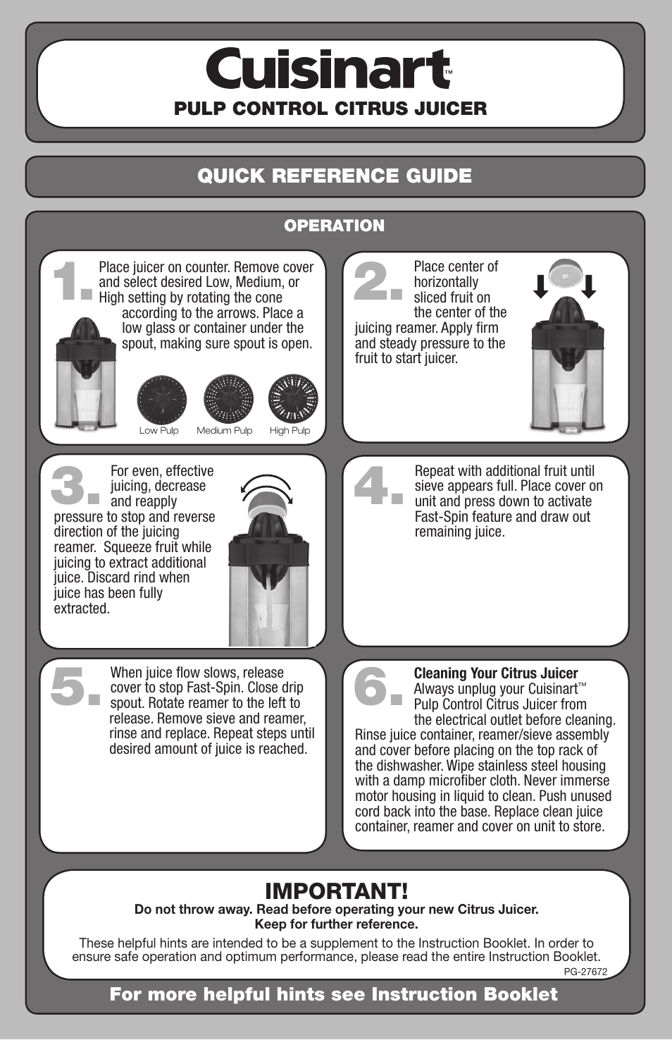 Cuisinart PG-27672 User Manual | 1 page