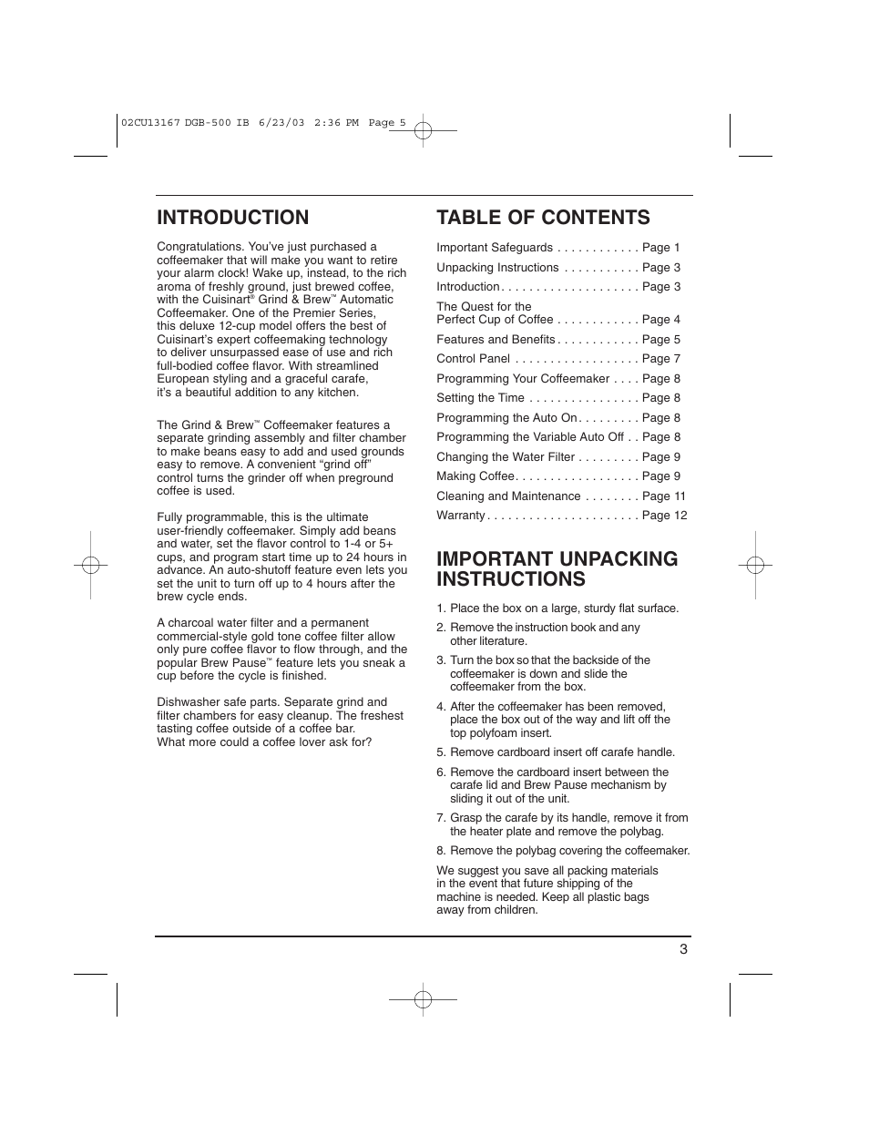 Cuisinart DGB-500 User Manual | Page 4 / 15