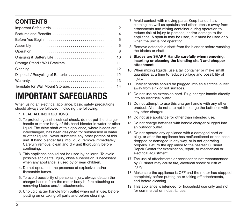 Cuisinart CSB-78 User Manual | Page 2 / 13