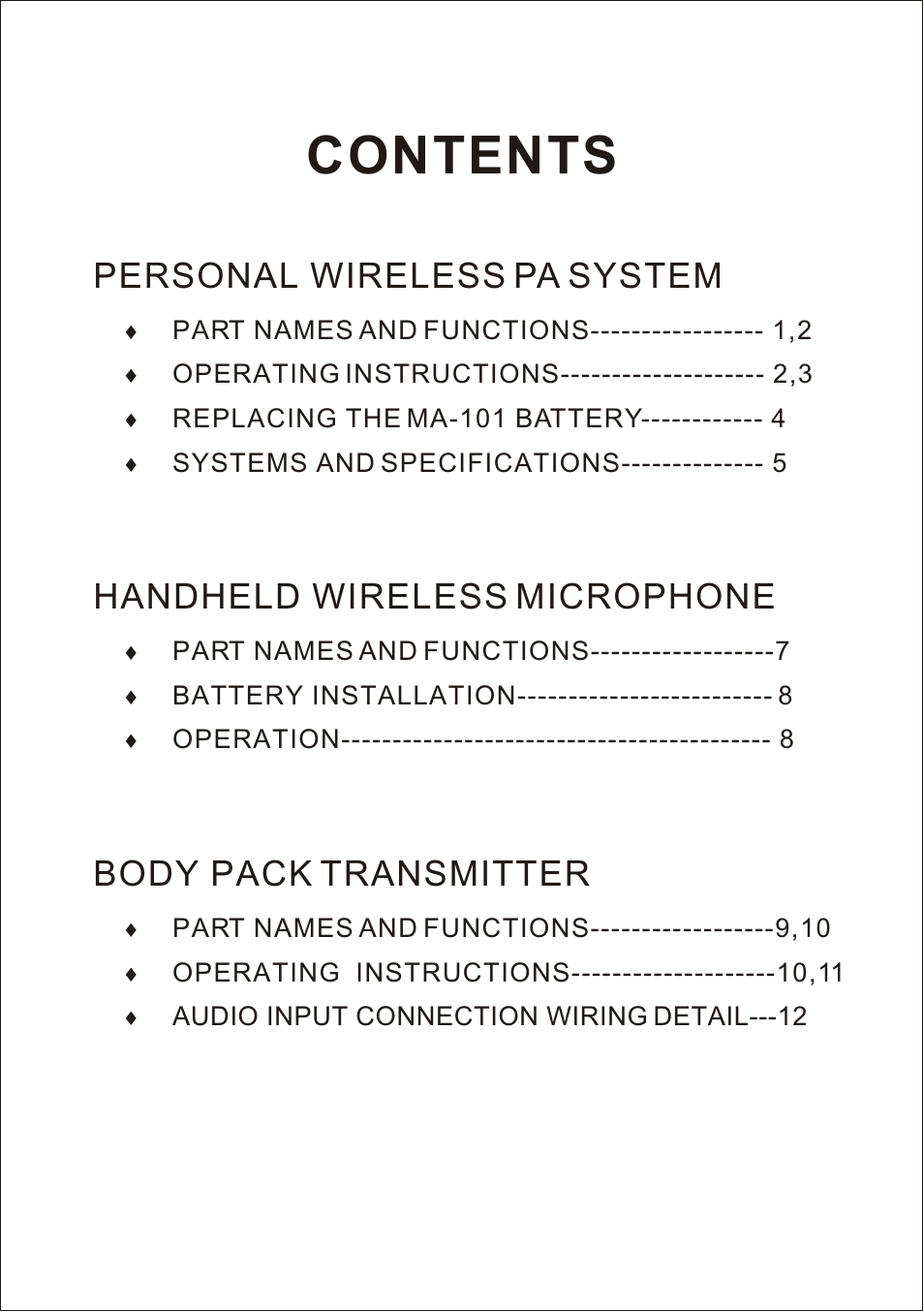 MIPRO ma101 User Manual | Page 3 / 15