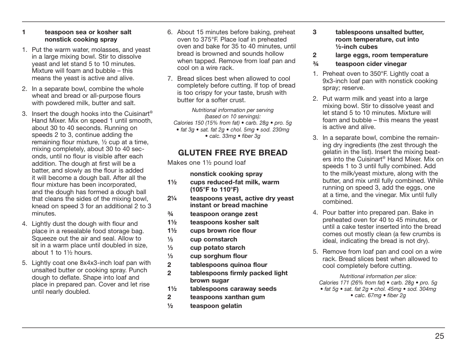 Gluten free rye bread | Cuisinart Power Advantage HM-90S User Manual | Page 25 / 33