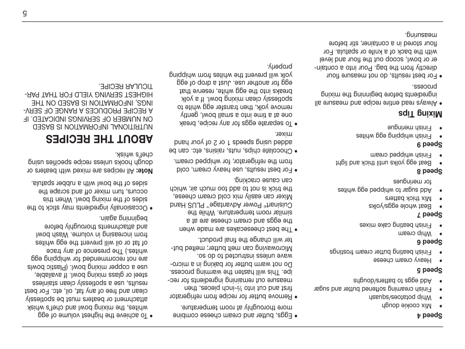 About the recipes, Mixing tips | Cuisinart Power Advantage HM-90S User Manual | Page 28 / 33