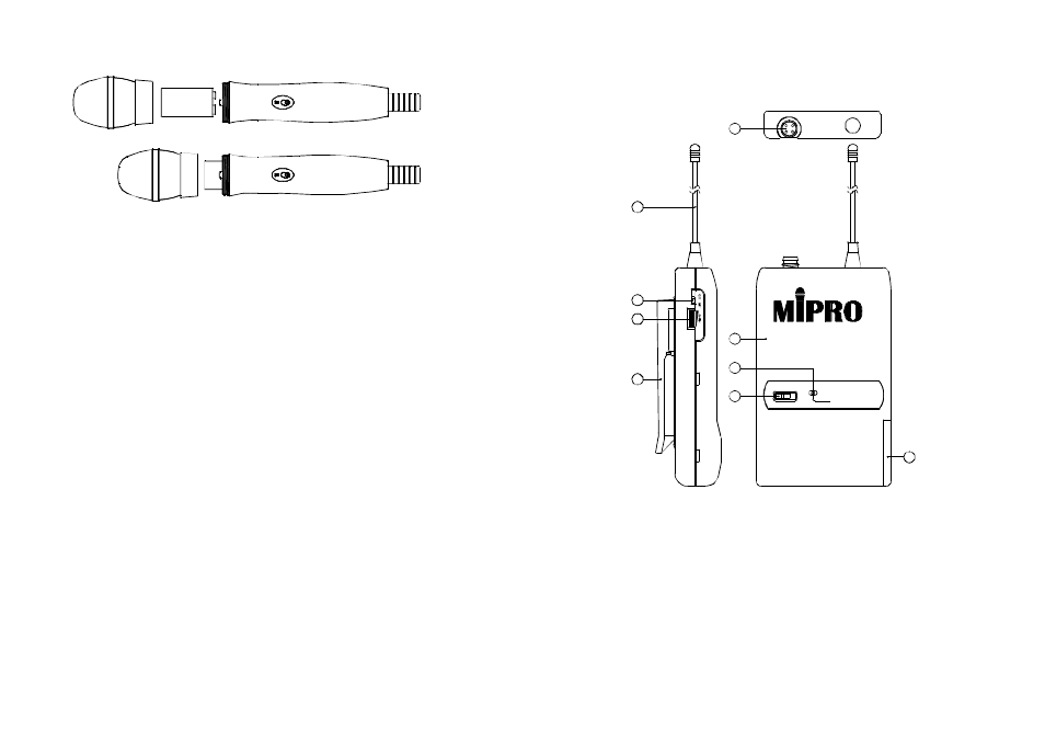 Belt pack transmitter | MIPRO mr801(2ce126)a2 User Manual | Page 7 / 11