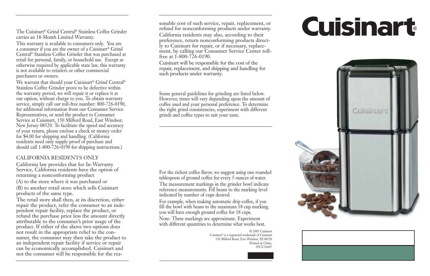 Cuisinart DCG-12BC User Manual | 3 pages