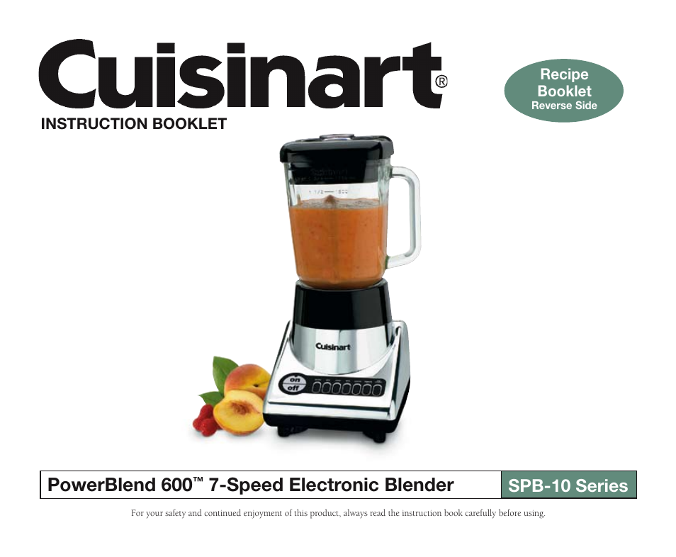 Cuisinart PowerBlend 600 SPB-10 Series User Manual | 8 pages