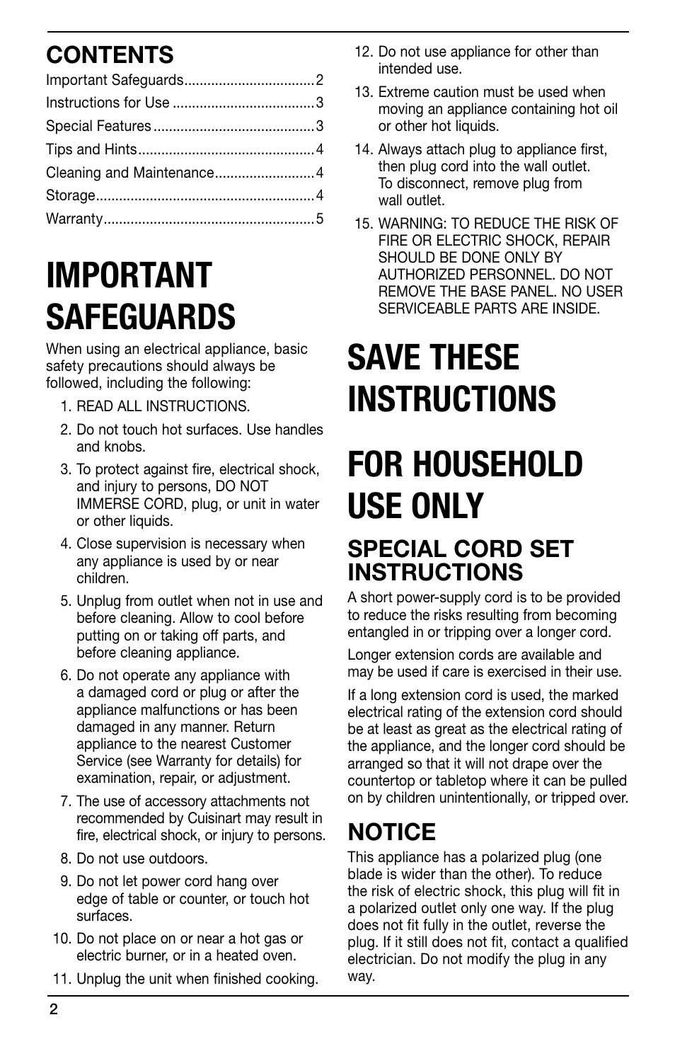 Cuisinart GR-SM User Manual | Page 2 / 7
