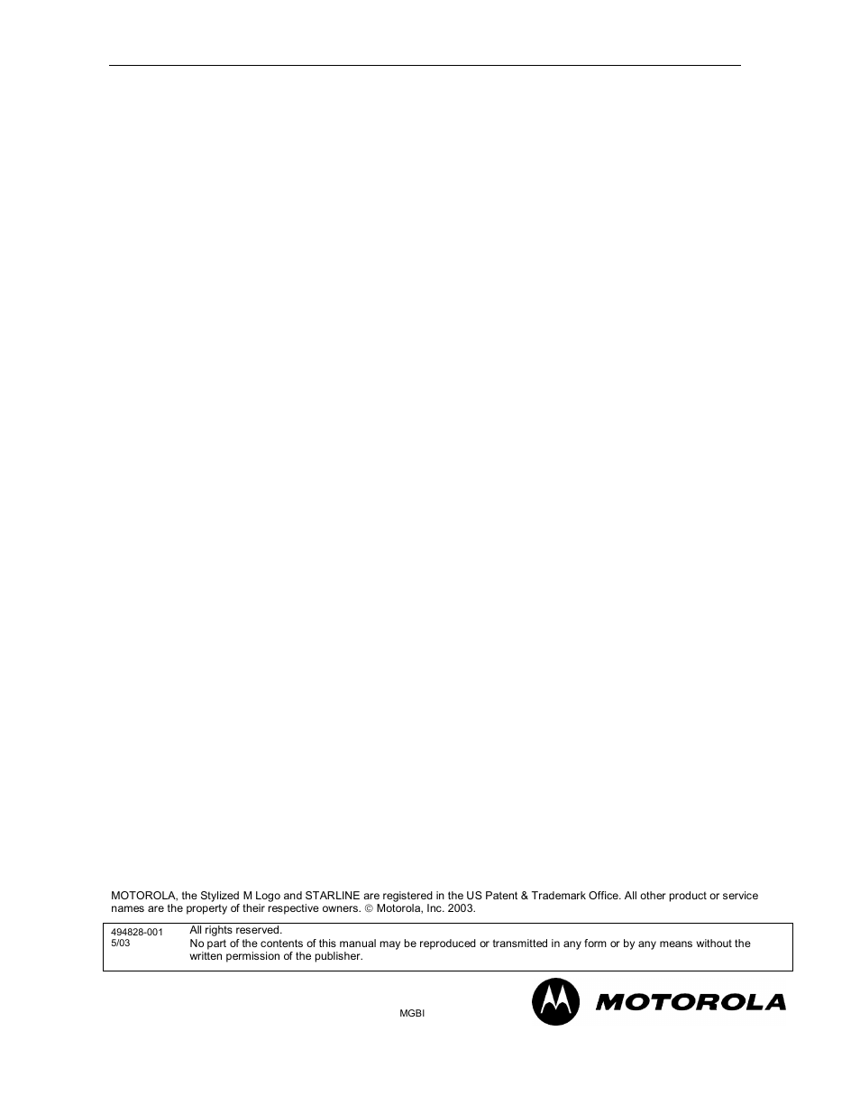 Back cover | Motorola SG2-DRT-3X User Manual | Page 16 / 16