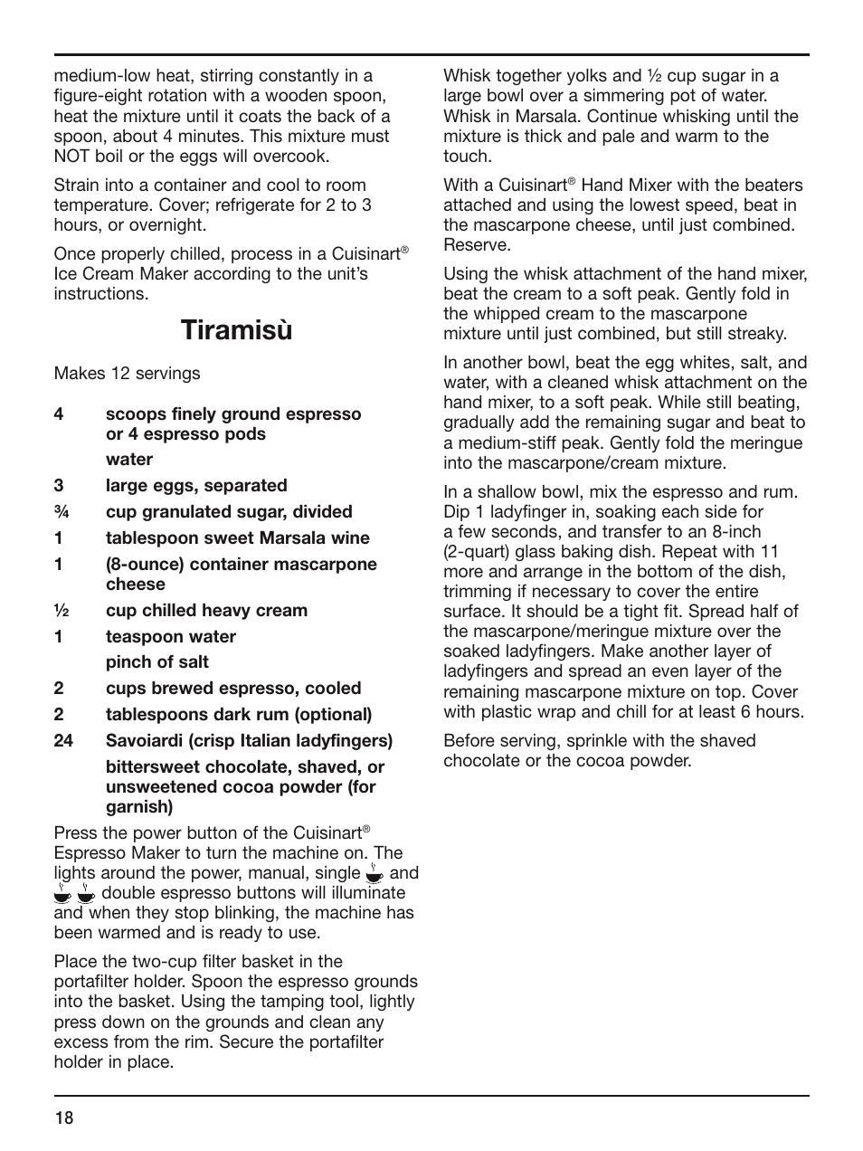 Tiramisù | Cuisinart EM-200 User Manual | Page 18 / 20