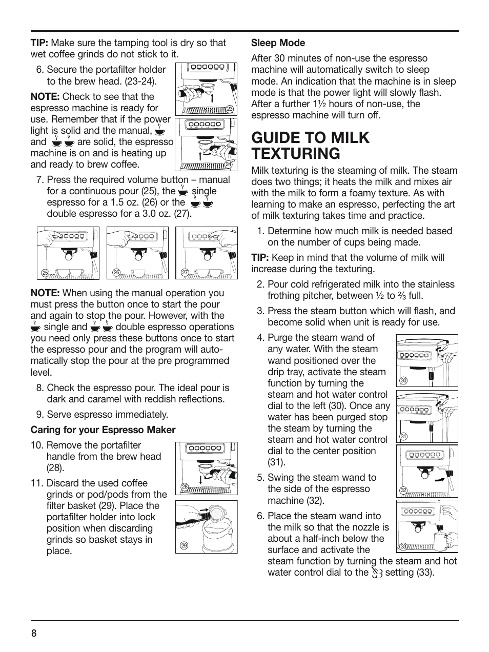 Guide to milk texturing | Cuisinart EM-200 User Manual | Page 8 / 20