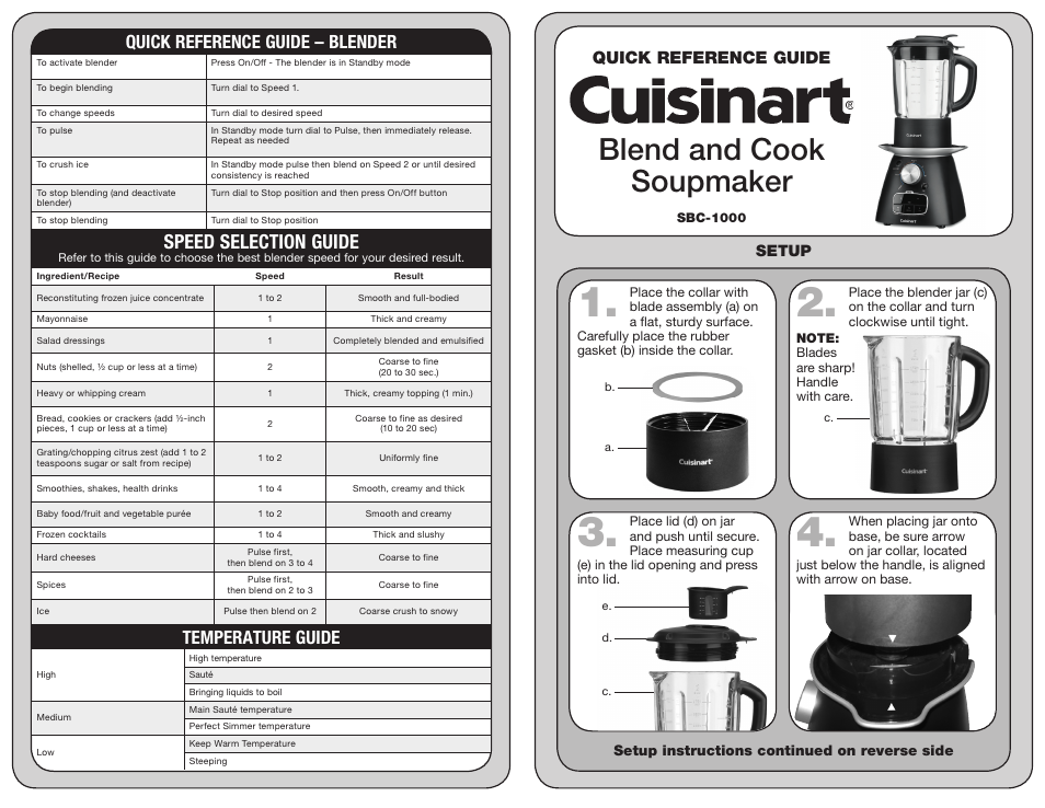 Cuisinart SBC-1000 User Manual | 2 pages